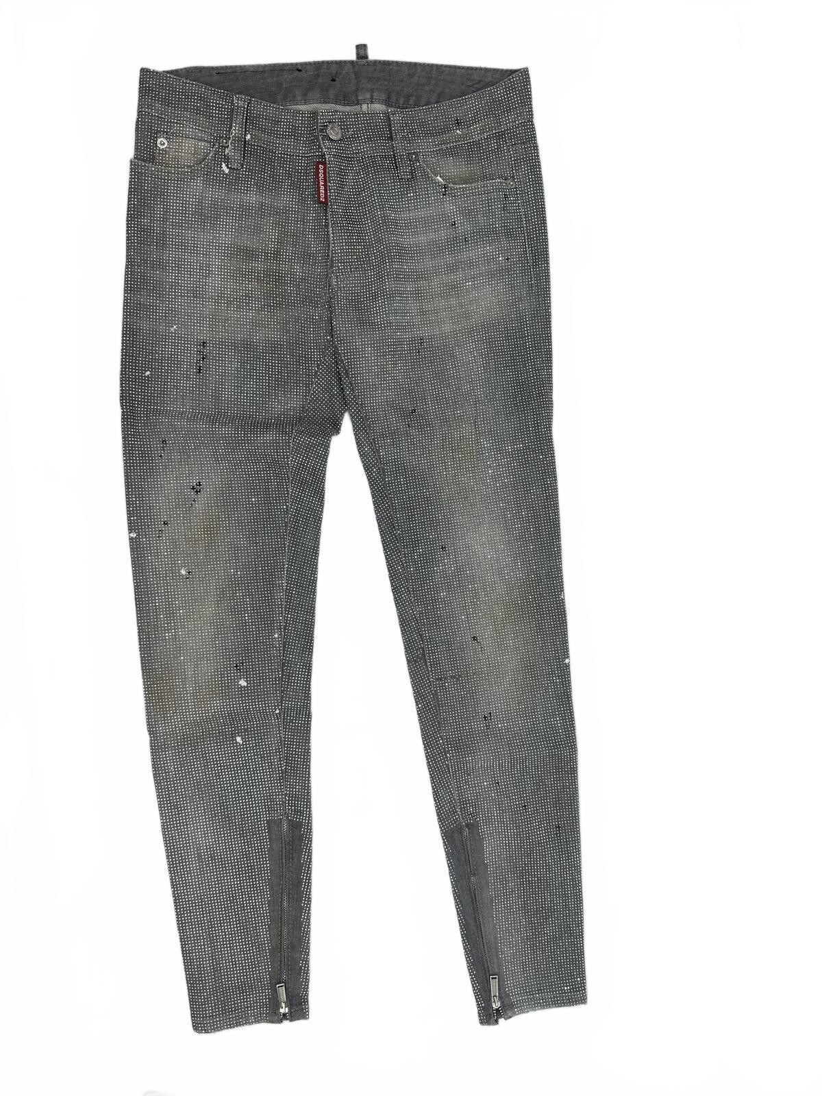 Dsquared2 Medium Waist Skinny Jean Crystal Embellished Grey IT38 - photo 3