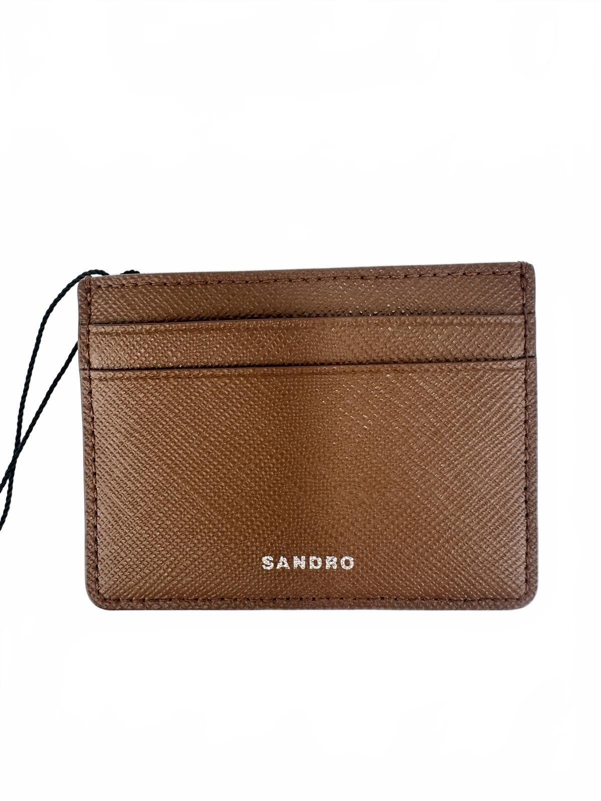 Sandro Leather Card Holder Brown Saffiano Card Case | NWT - photo 2