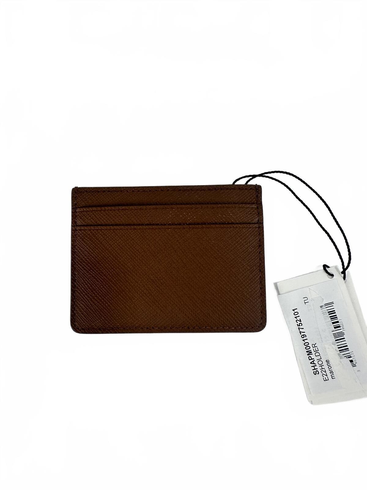 Sandro Leather Card Holder Brown Saffiano Card Case | NWT - photo 3
