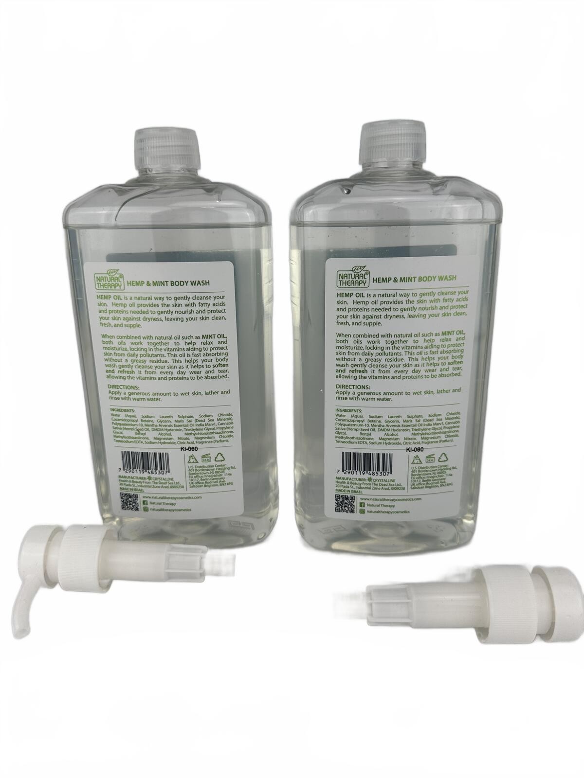 Natural Therapy Hemp + Mint Body Wash 1000ml Lot of 2 w/ Pumps N - photo 2