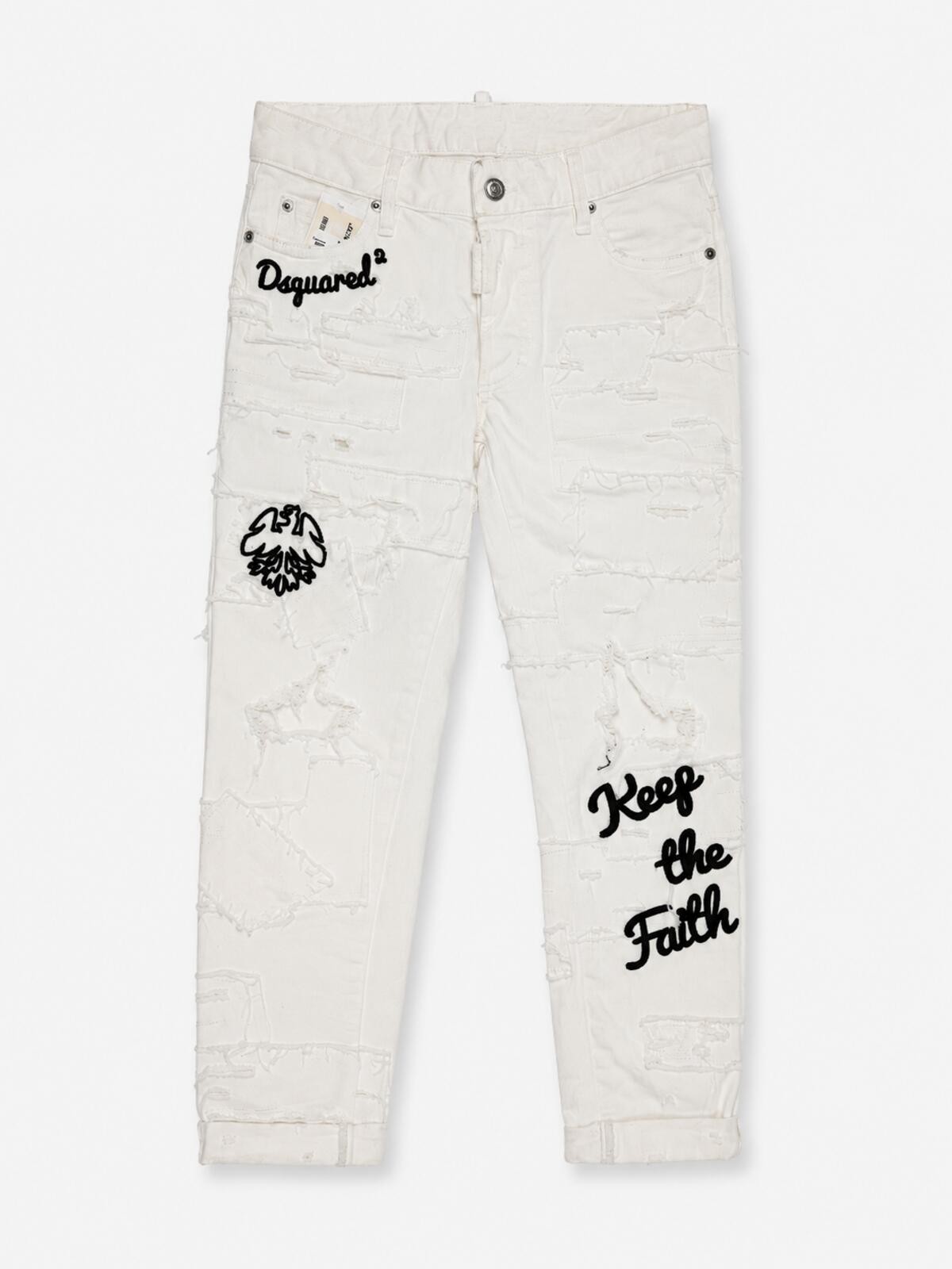 Dsquared2 Cool Girl White Distressed Keep The Faith Jeans IT 38