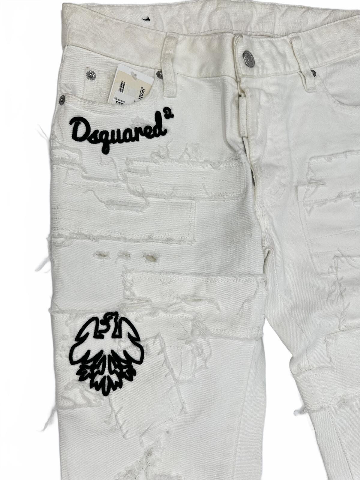 Dsquared2 Cool Girl White Distressed Keep The Faith Jeans IT 38 - photo 4