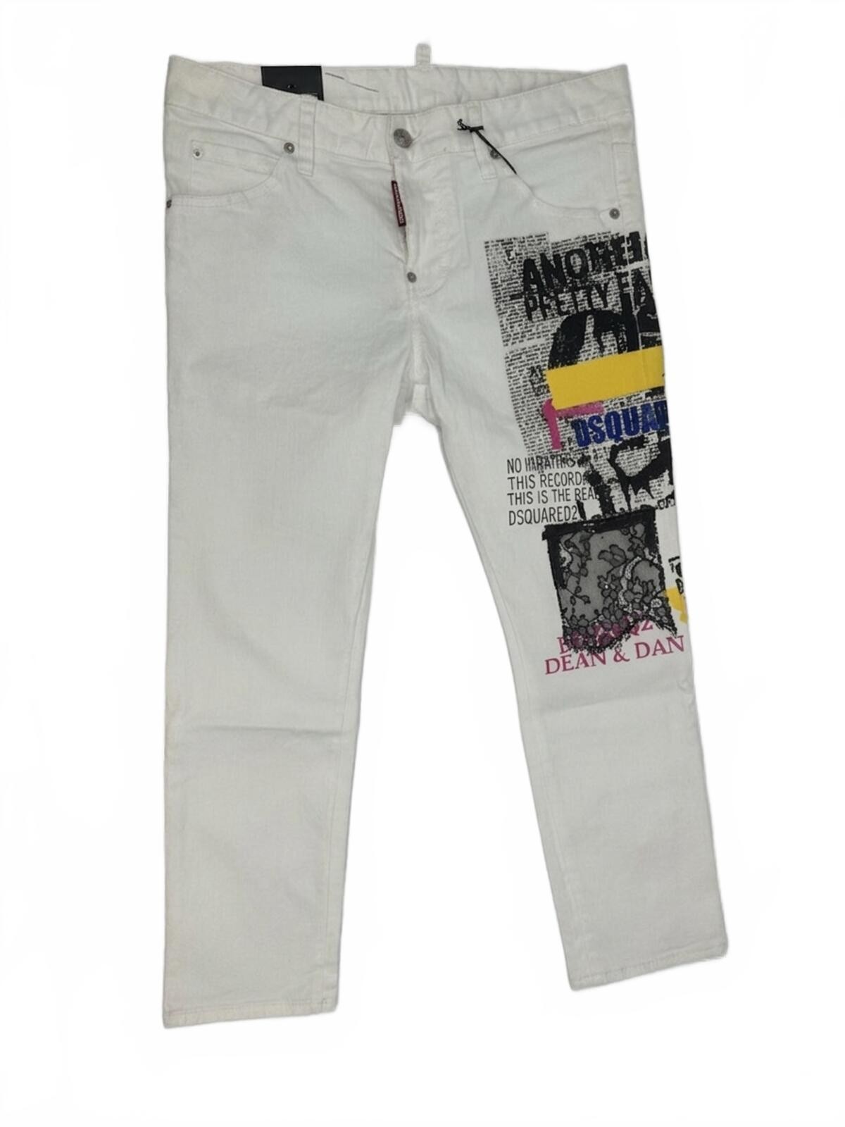 Dsquared2 Cool Girl Cropped Jeans White Graphic Print IT 38 W32 - photo 2