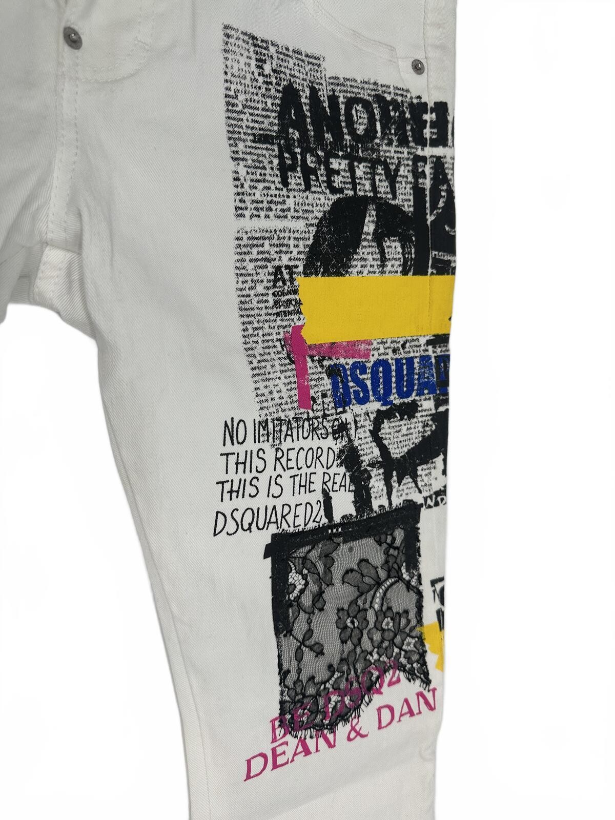 Dsquared2 Cool Girl Cropped Jeans White Graphic Print IT 38 W32 - photo 3