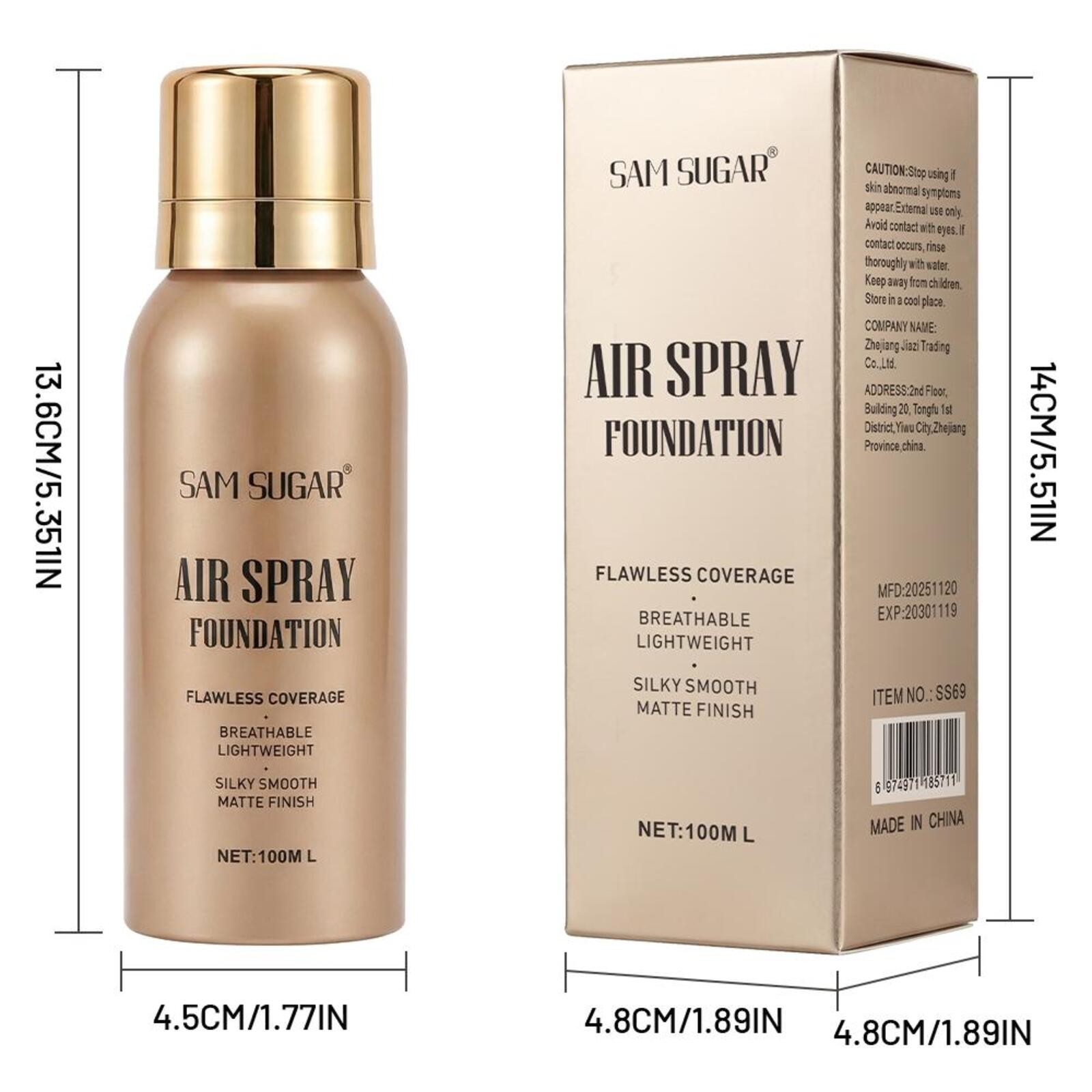 NIB Sam Sugar Air Spray Foundation 100ml #02