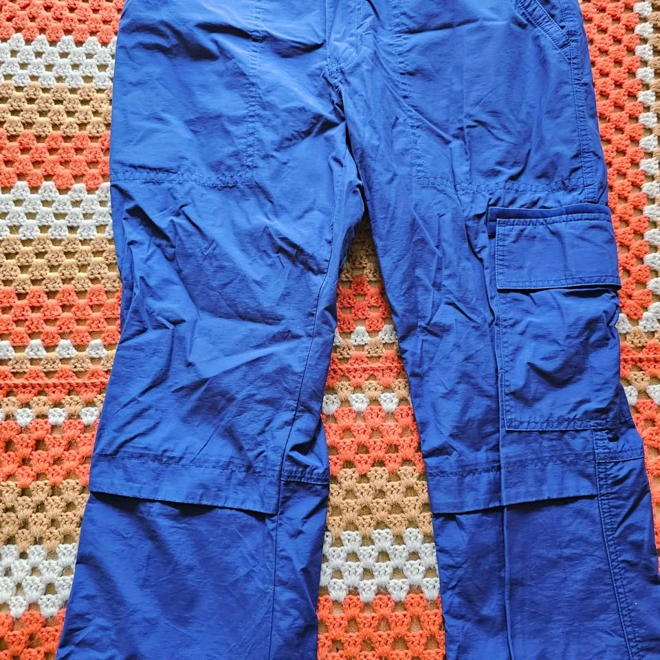 Size 6 Y2K Abercrombie & Fitch Blue Nylon Cargo Pants - photo 3