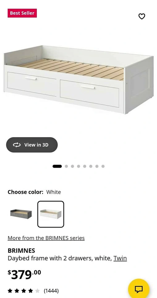 Ikea sofa / bed frame with 2 drawers, white