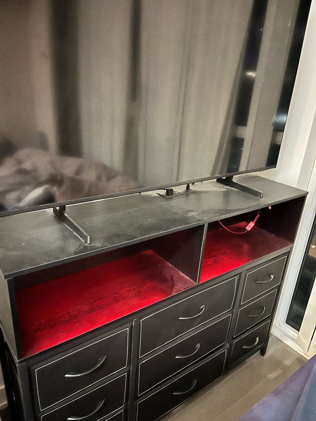 Black TV Stand / Entertainment Center with Storage Drawers