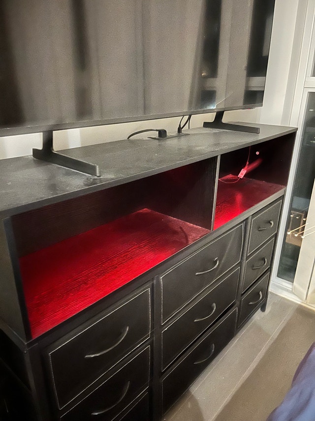 Black TV Stand / Entertainment Center with Storage Drawers - photo 2