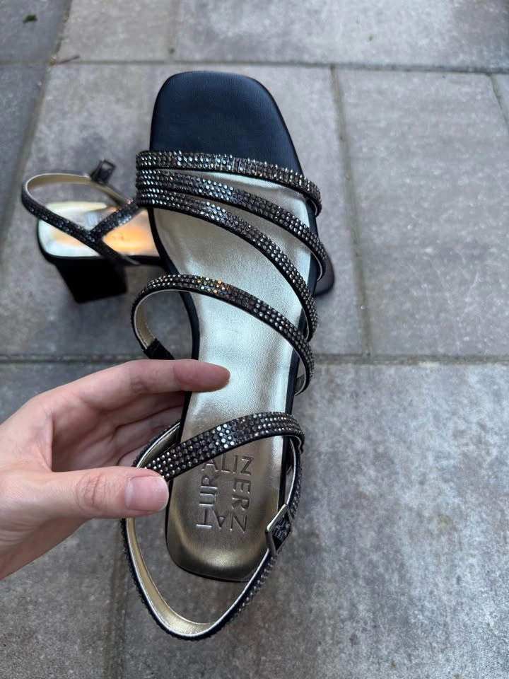 Naturalizer Black Sparkly Block Heel Sandals - photo 3