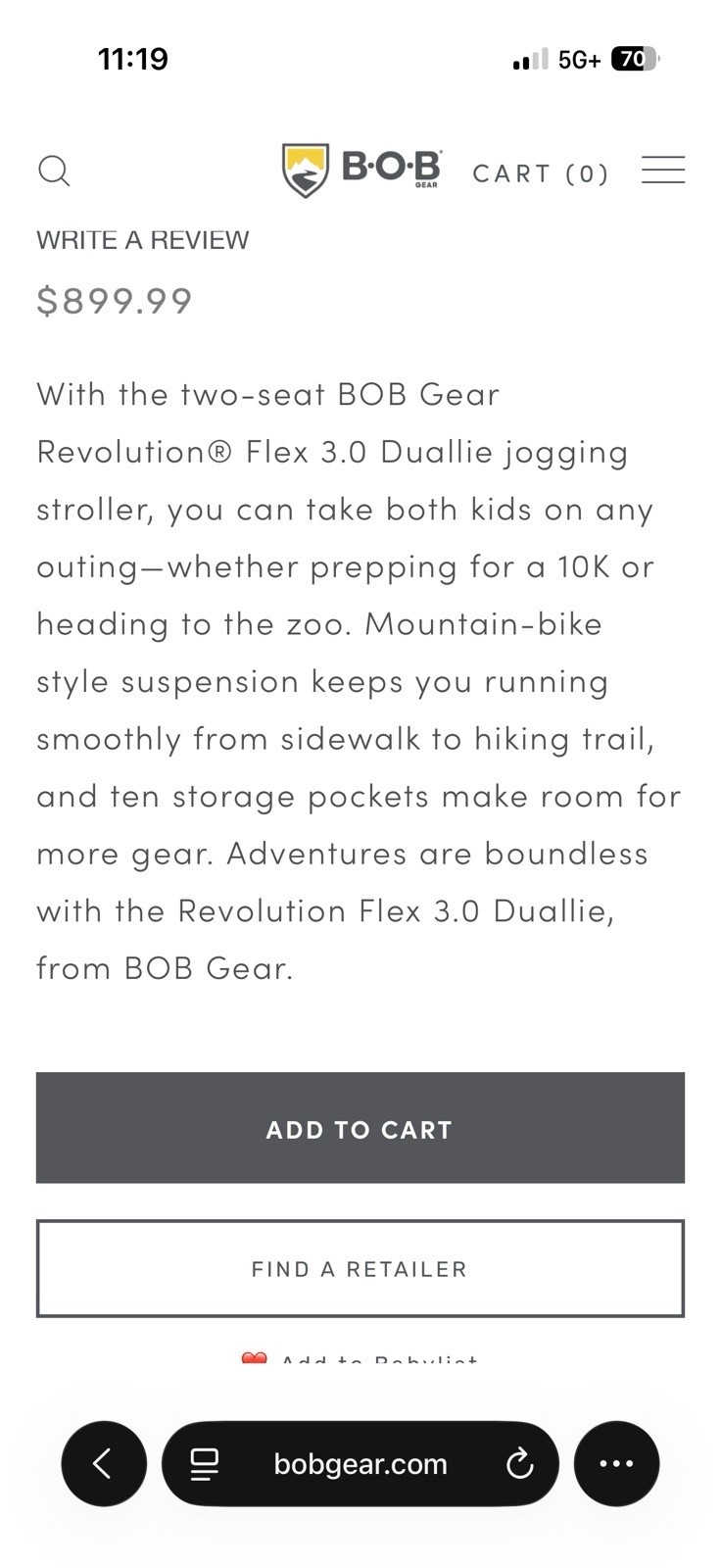 New BOB Revolution Flex 3.0 Duallie Jogging Stroller - photo 2