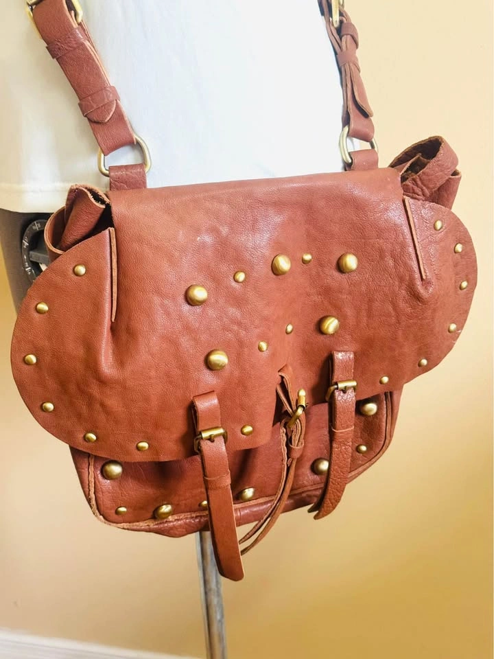 Lucky Brand Brown Leather Crossbody Saddle Bag Western Boho - photo 2