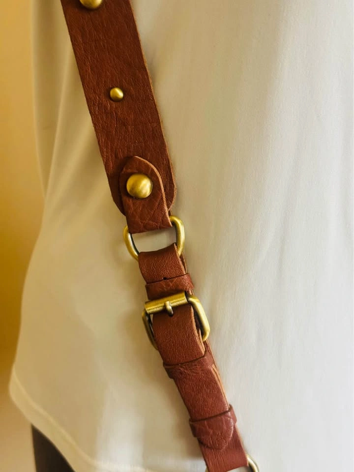 Lucky Brand Brown Leather Crossbody Saddle Bag Western Boho - photo 3