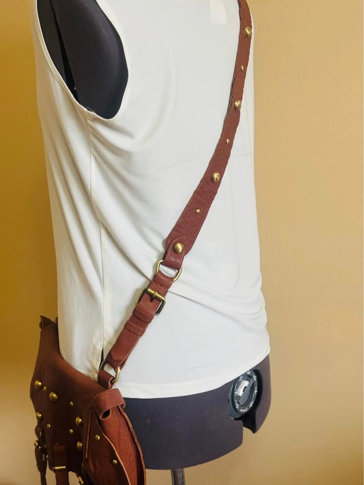 Lucky Brand Brown Leather Crossbody Saddle Bag Western Boho - photo 4