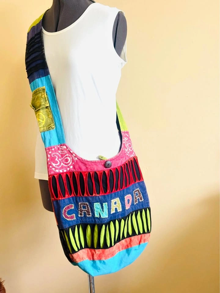 CANADA Bohemian Multicolor Crossbody Sling Bag, Made In Nepal