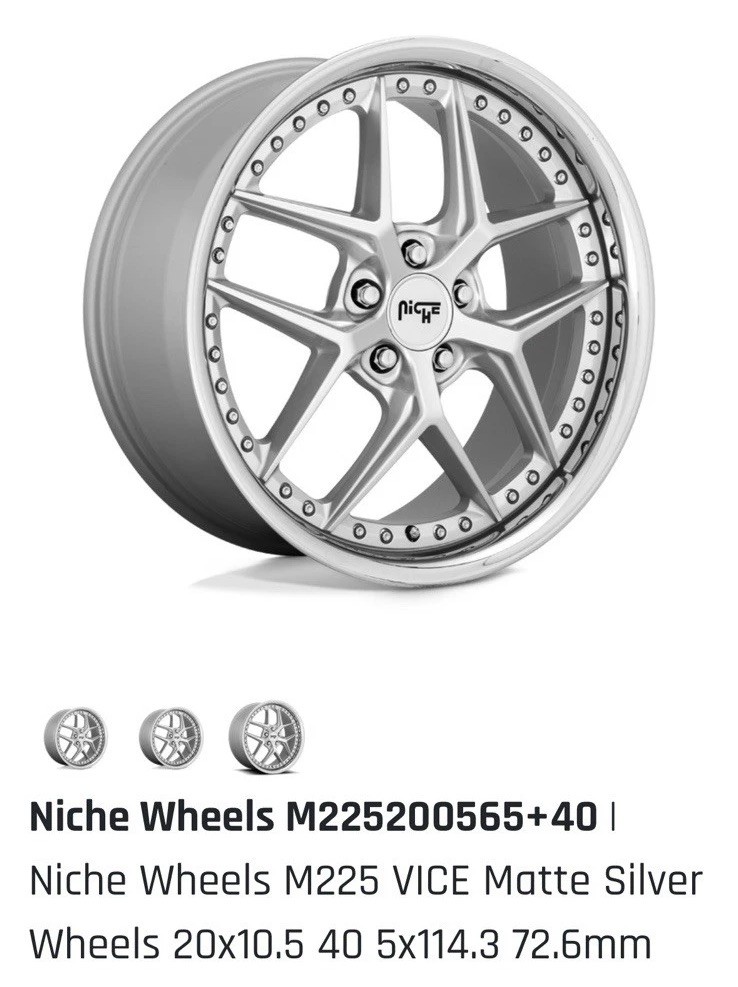 Niche Wheels M225 VICE Matte Silver 20x10.5 5x114.3