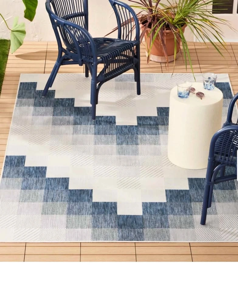 NICOLE MILLER NEW YORK Patio Country Ombre Chevron Rug 8x10