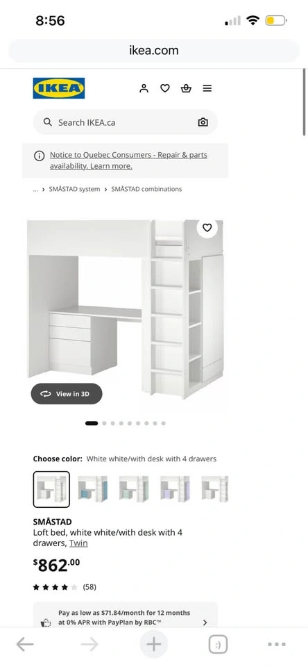 Loft bed with bookshelf and desk - photo 2