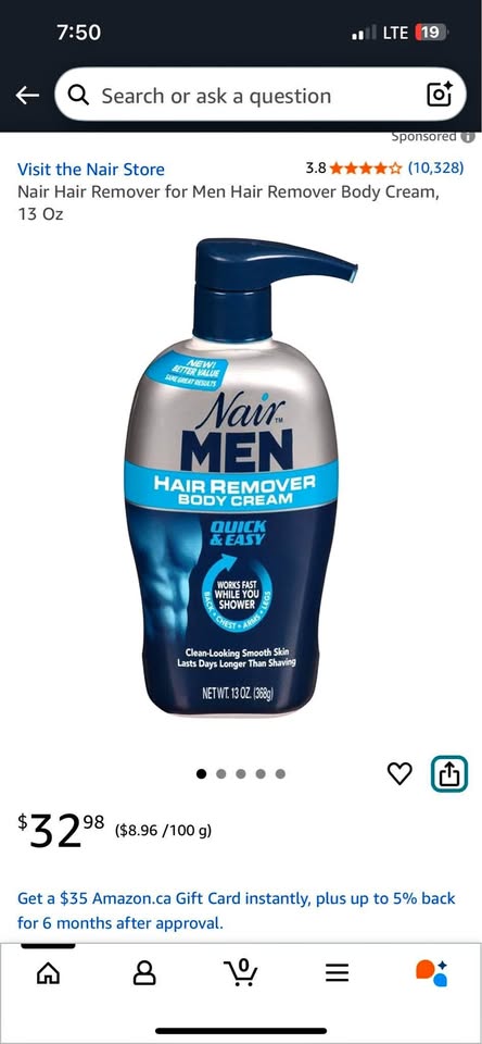 Nair Men hair remover body cream 2 pc