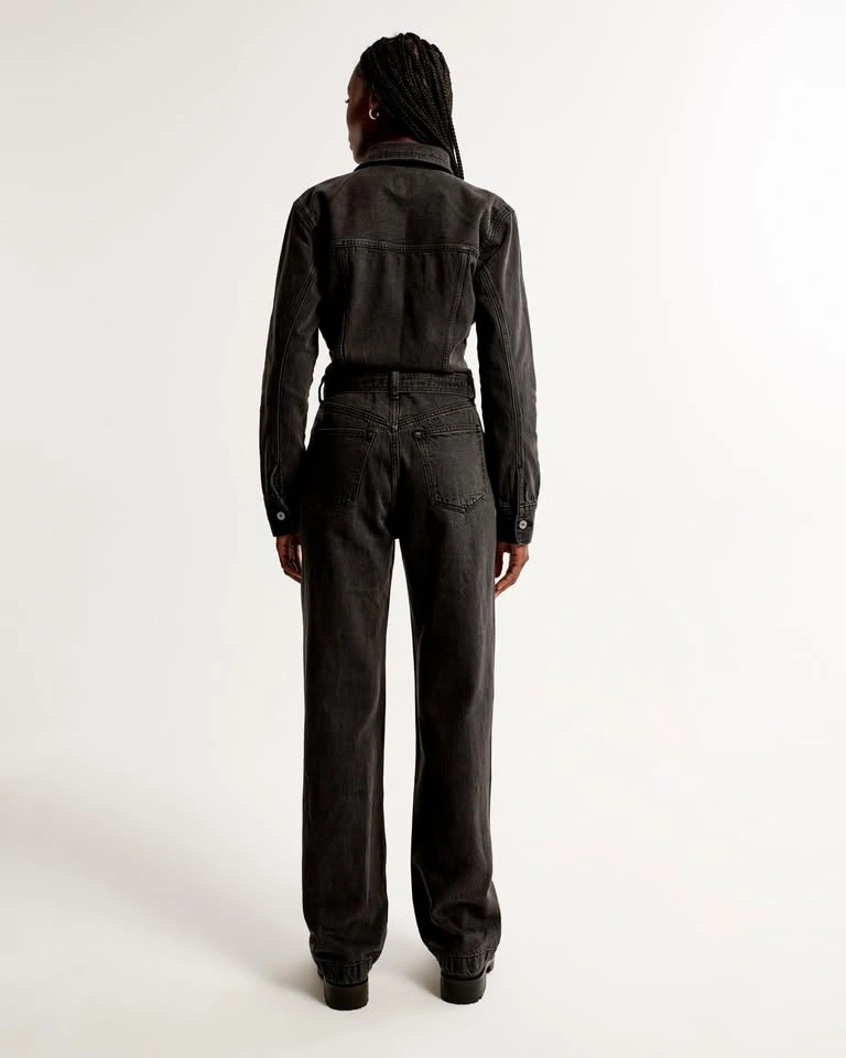 Size M Petite Abercrombie Long-Sleeve Denim Jumpsuit - photo 4