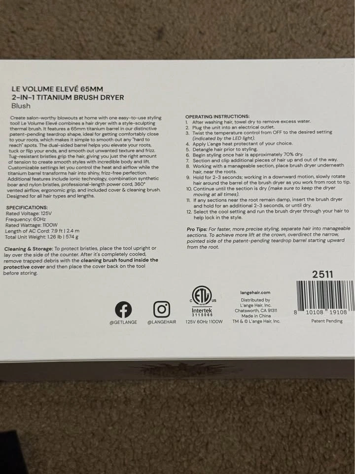 L'ange Le Volume Elevé 65mm 2-in-1 Titanium Brush Dryer - photo 3
