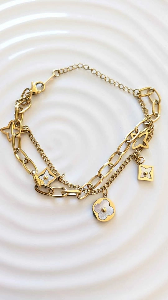 Brand New 18k Gold Plated Waterproof Monogram Bracelet