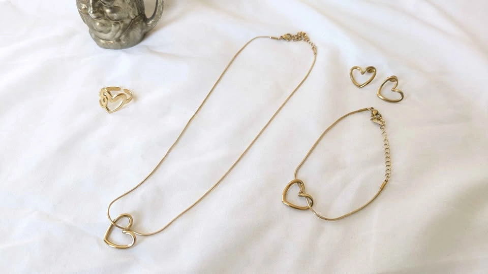 Tarnish-free/Hypoallergenic 18k gold plated 4-piece jewelry set - photo 2