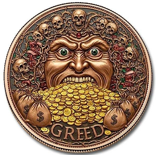 5 oz Collectible Copper Price of Greed Colorized High Relief
