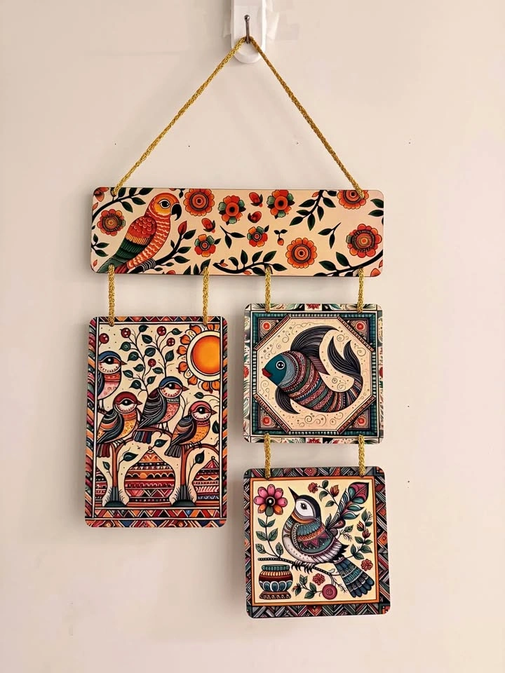 Madhubani Style Wooden Wall Hanging