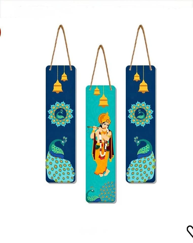 A set of Three Krishna Wall Hangings