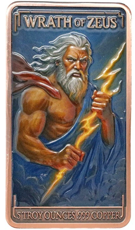 Wrath of Zeus Colourized 5oz. AVDP .999 Collectible Copper Bar