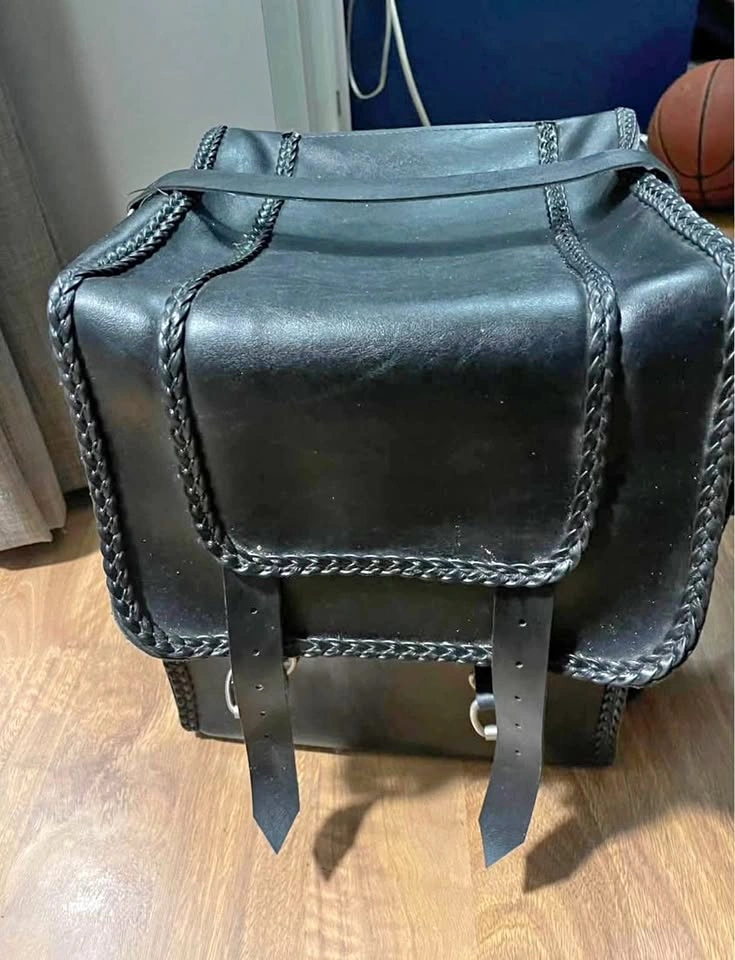 Leather motorcycle travel bags