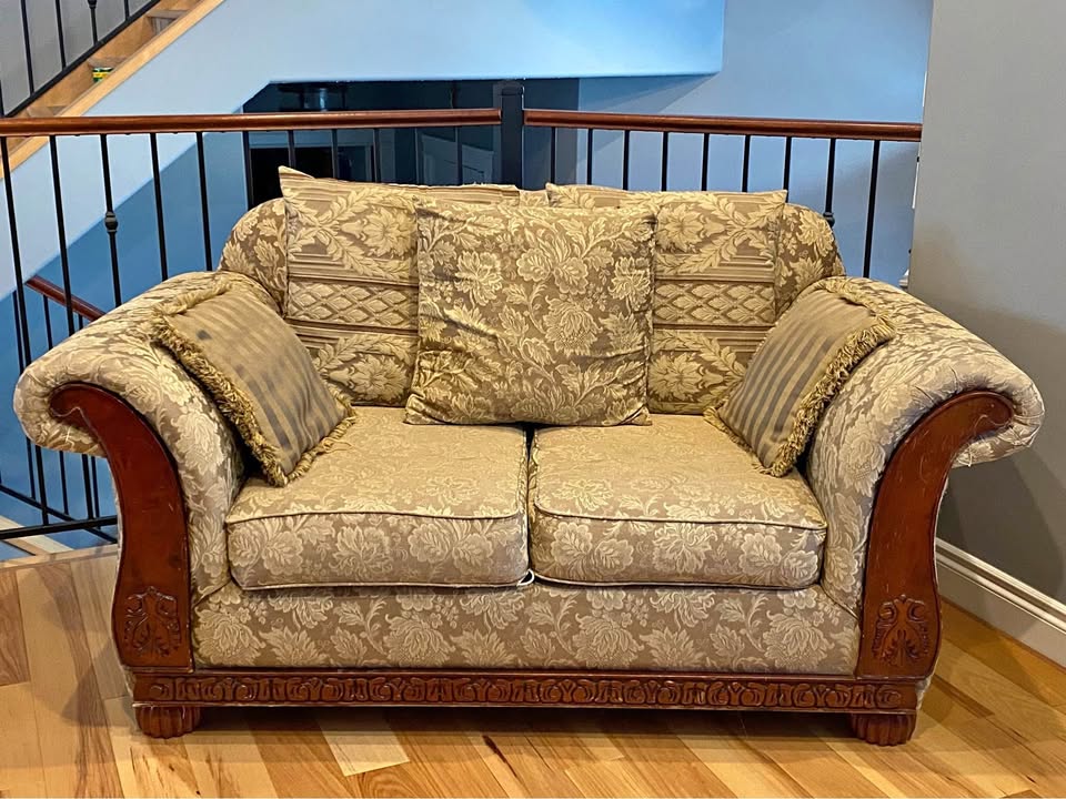 Beige Antique Loveseat