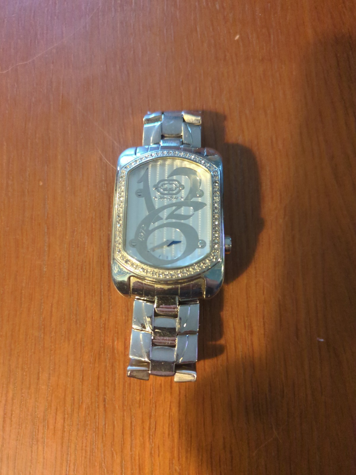 Marc Ecko E95017G3 Silver Crystal-Trim Rectangular Watch UNTESTE