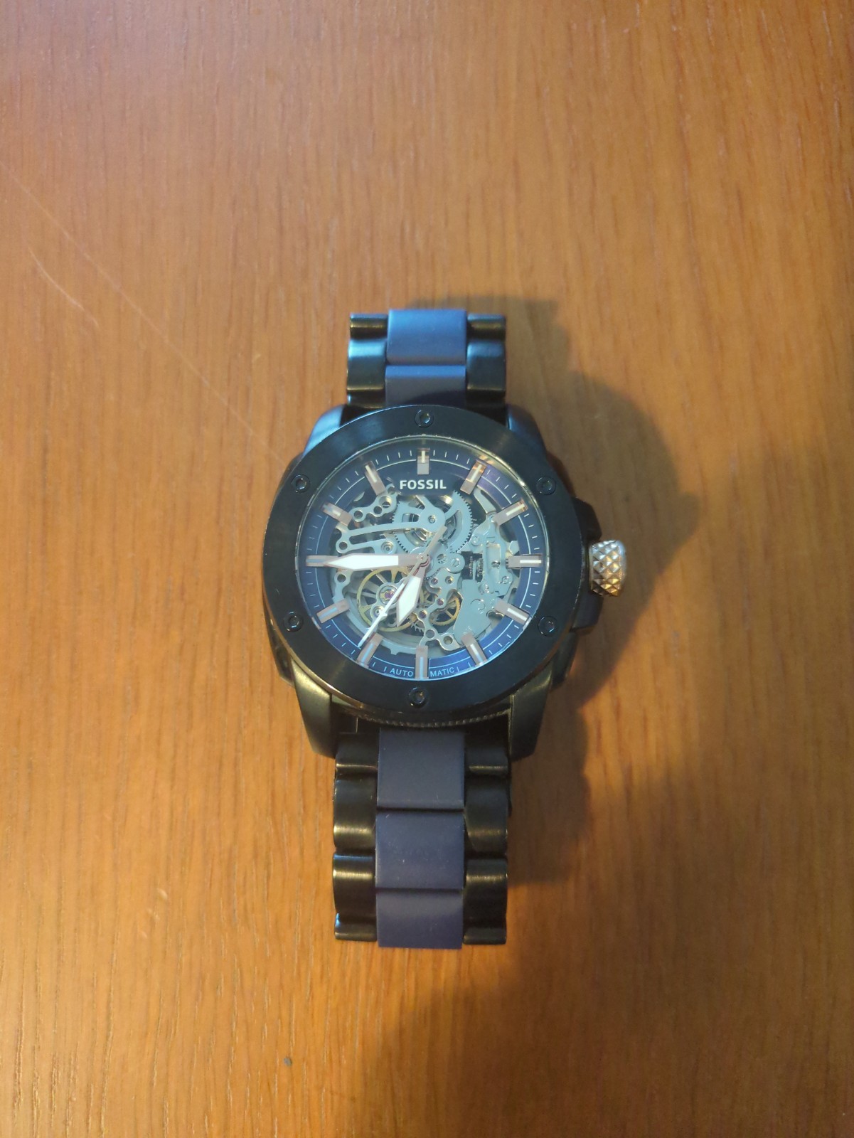 Fossil ME3133 Black and Blue Skeleton Men's Mechanical Watch