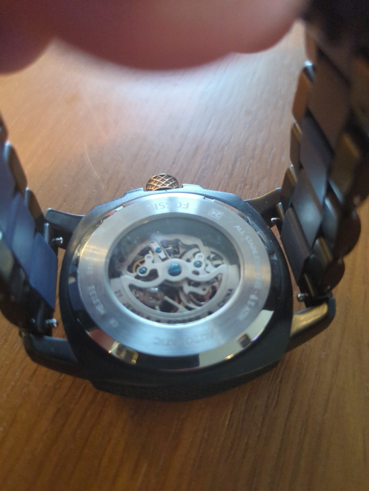 Fossil ME3133 Black and Blue Skeleton Men's Mechanical Watch - photo 4