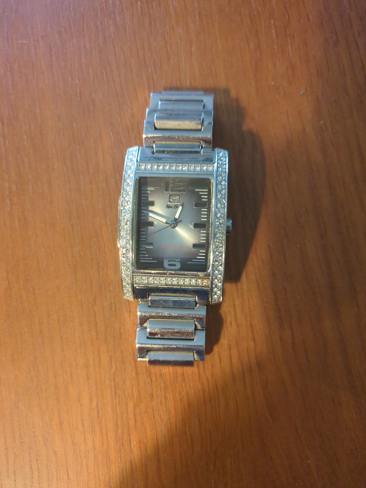 Marc Ecko E95001G1 Silver Rectangular Crystal Accent Watch