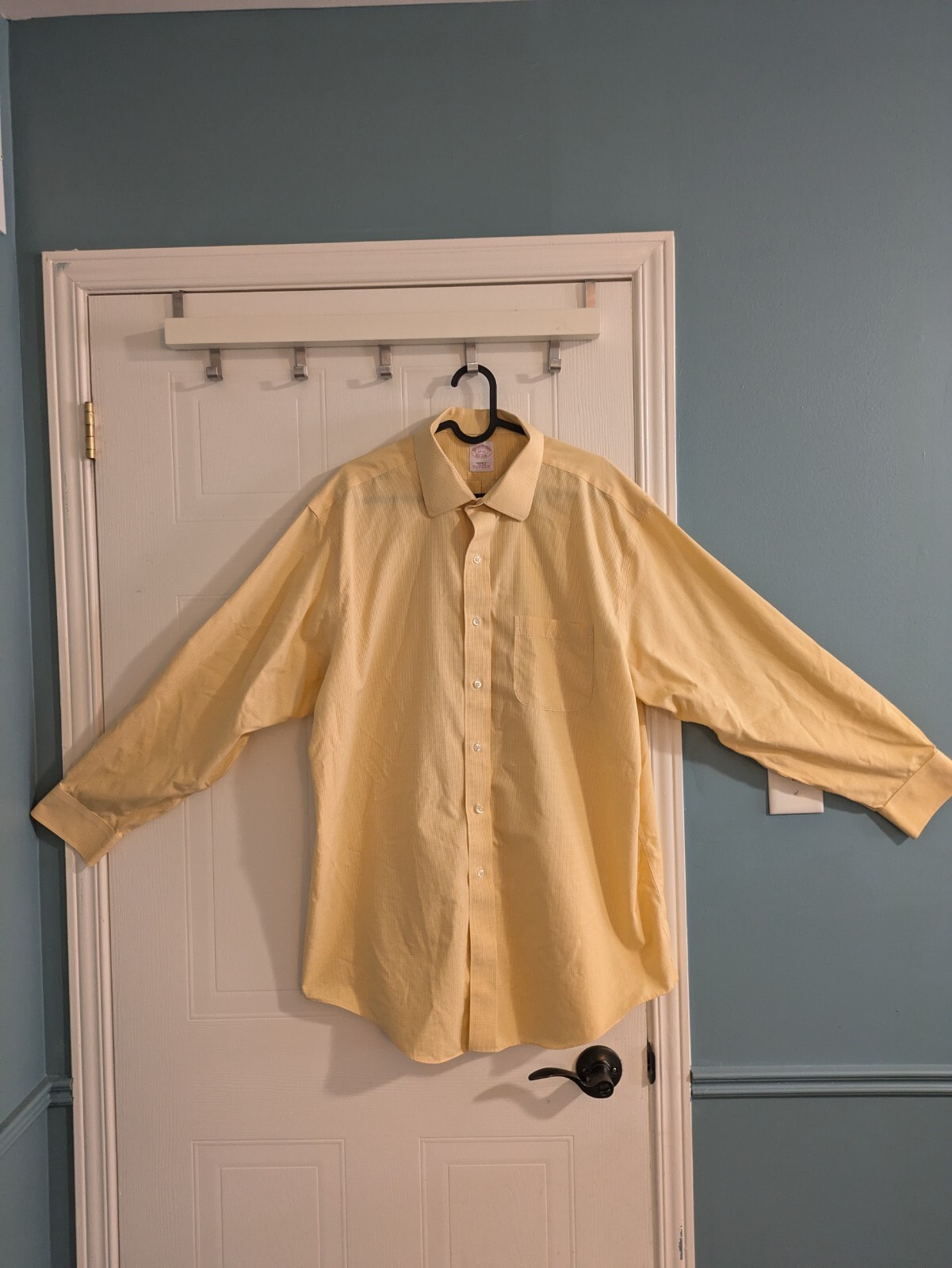 Brooks Brothers Shirt Button Front Yellow Checked Size Large