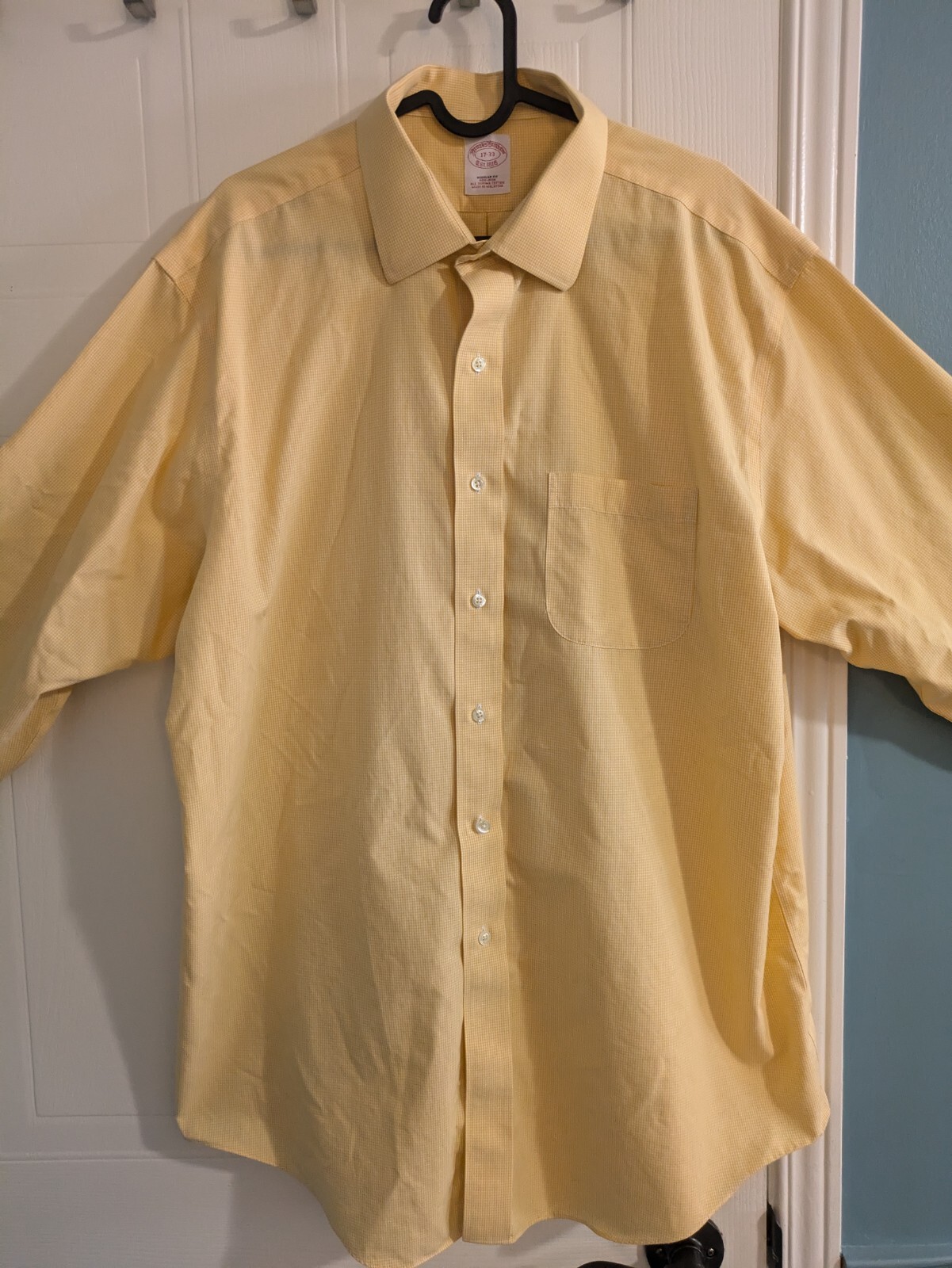 Brooks Brothers Shirt Button Front Yellow Checked Size Large - photo 2