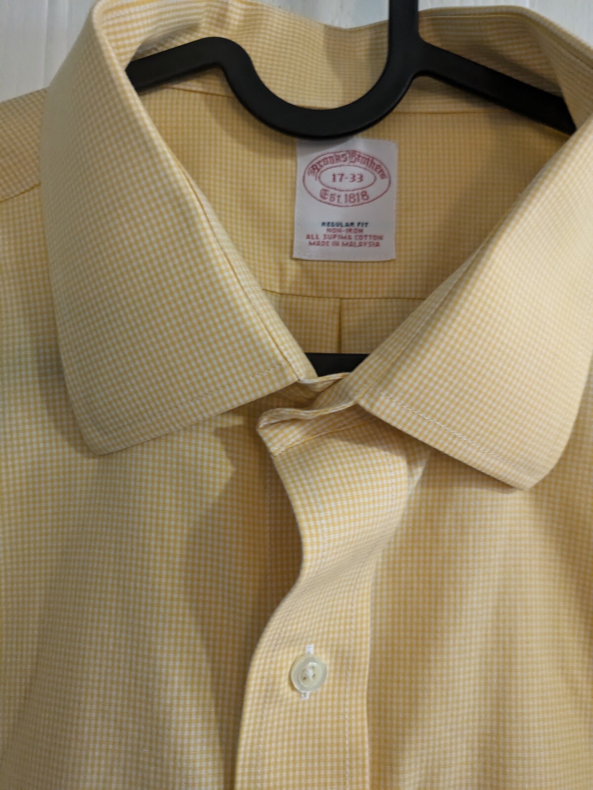 Brooks Brothers Shirt Button Front Yellow Checked Size Large - photo 3