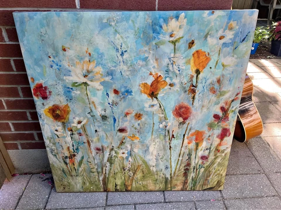 Large Floral Canvas Art Print – 34.5” x 34.5”