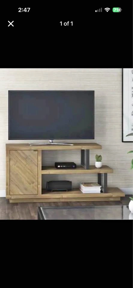 Modern Wood TV Stand Media Console Storage
