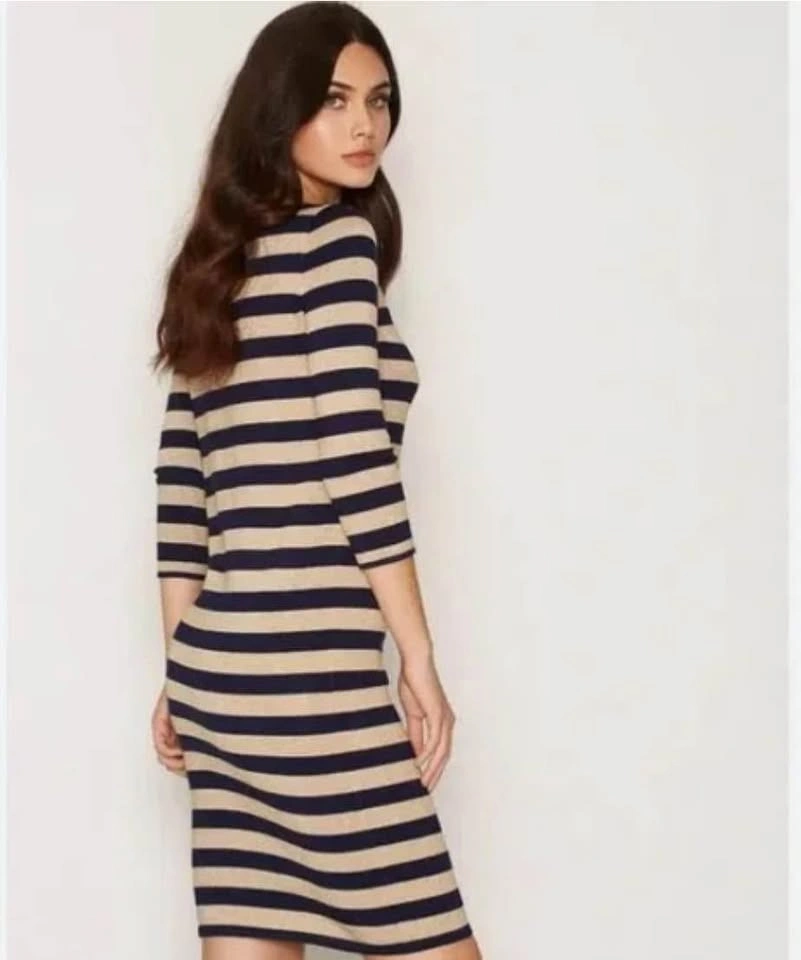 New with tag Ralph Lauren Navy and Gold Striped women dress M - photo 2