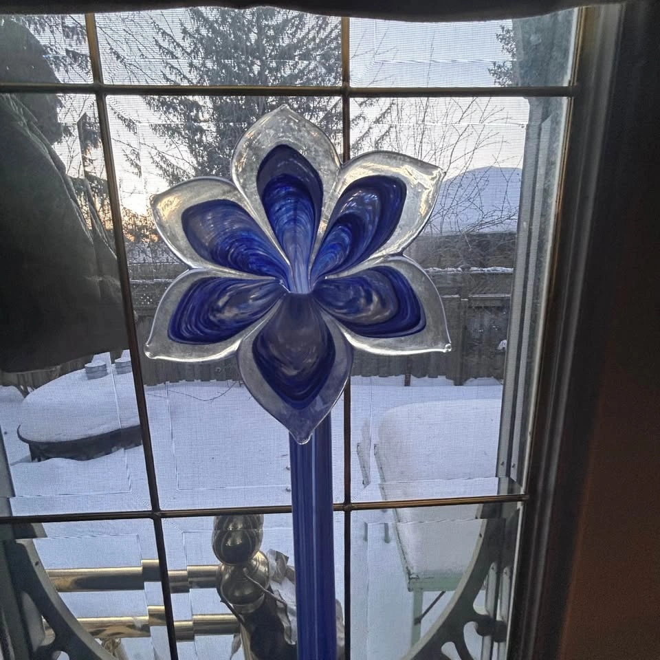 Vintage Hand Blown Art Glass Flowers Long Stem Multicolored - photo 2