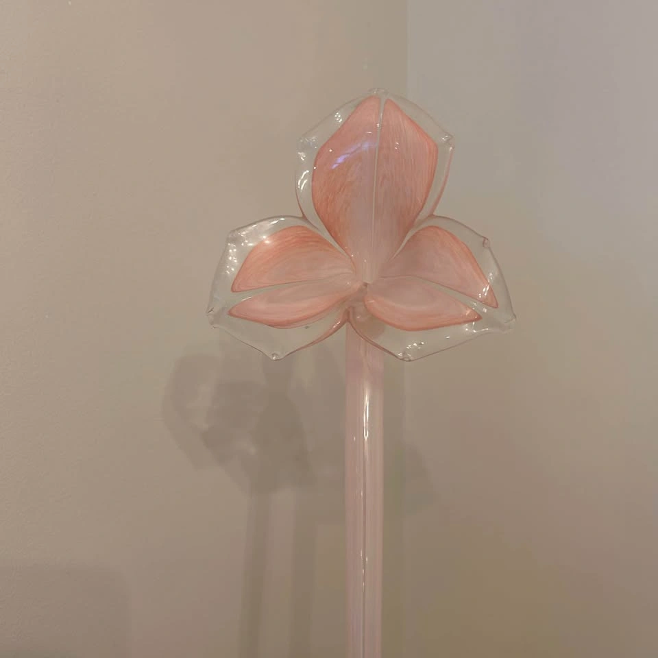 Vintage Hand Blown Art Glass Flowers Long Stem Multicolored - photo 3