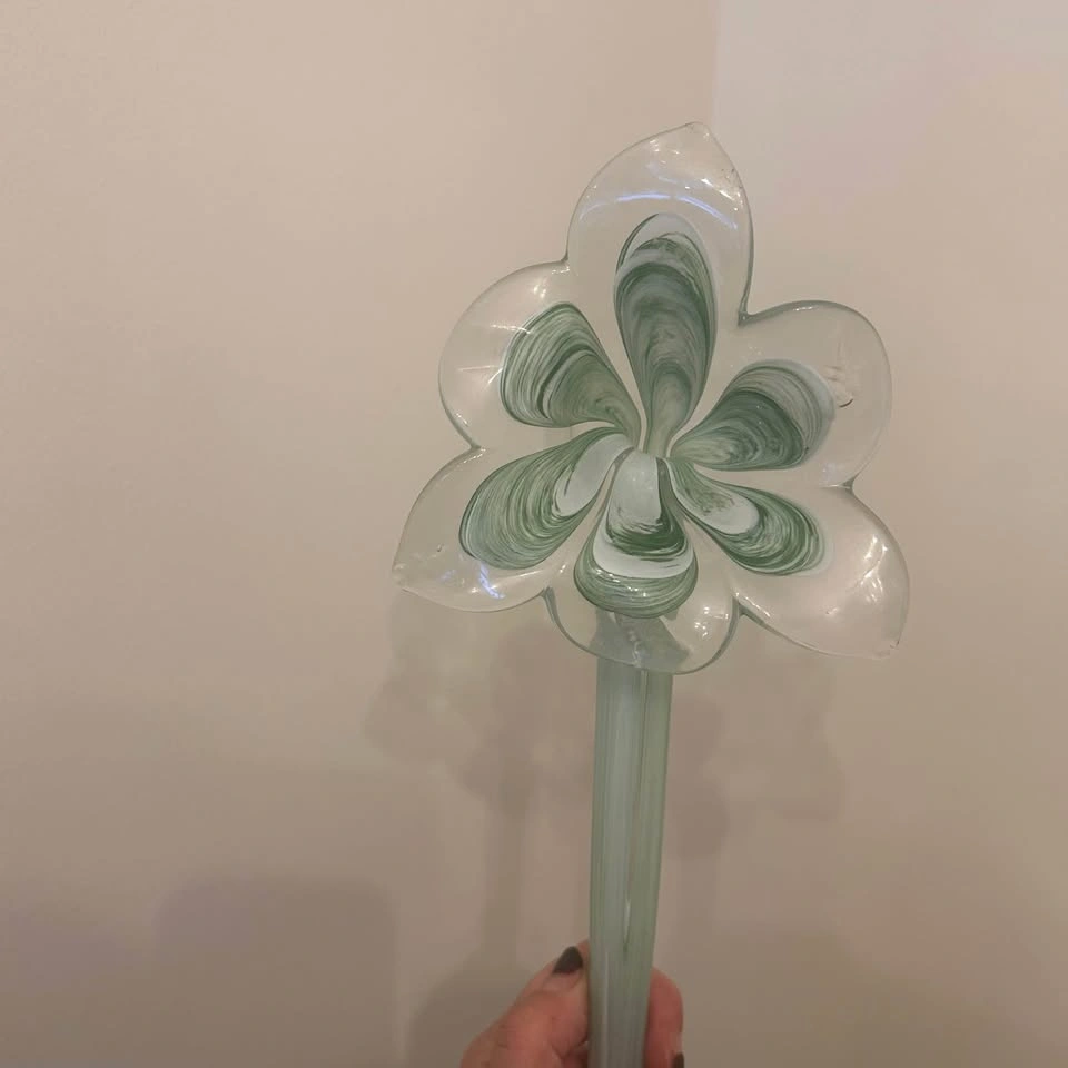 Vintage Hand Blown Art Glass Flowers Long Stem Multicolored - photo 5