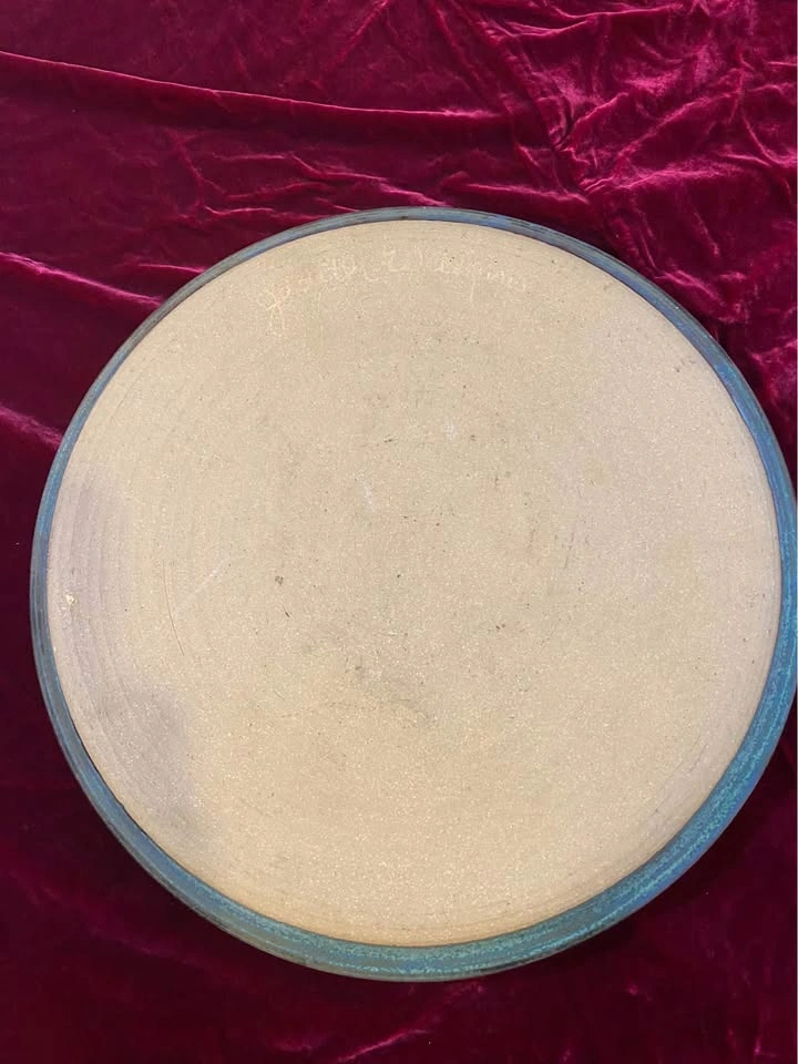 vintage hand made signed Art Pottery Dip & Chip Server - photo 3