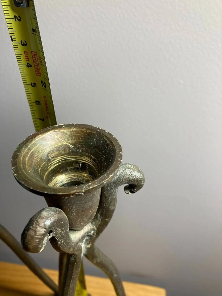 Vintage wrought iron and bronze candle holders - photo 3