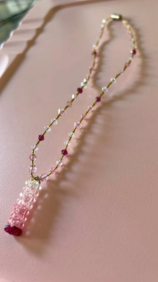 Dainty pink stone necklace
