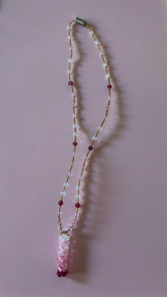 Dainty pink stone necklace - photo 2